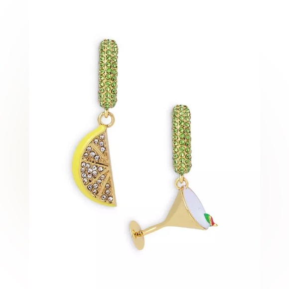 ❌SOLD❌NOT FOR SALE❌Kurt Geiger Lemon & Martini Mismatched Huggie Earrings - Picture 3 of 4